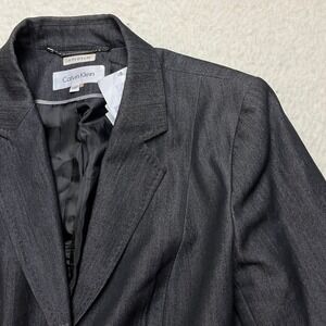 Calvin Klein Blazer Womens 14P Black Stretch Two Button Professional Suit Jacket